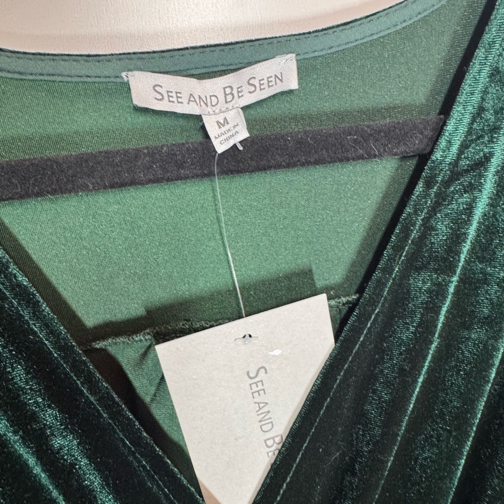 Christmas Holiday Dress NWT- Elegant Green Velvet Dress- Size Medium - Picture 3 of 5